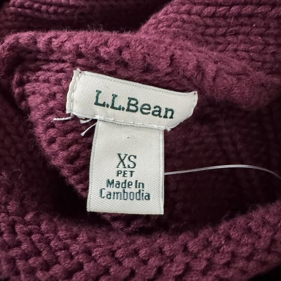 L.L. Bean Double L Mixed Cable Knit Sweater XSP Funnelneck Wine NWT FS-1396 - Picture 9 of 11